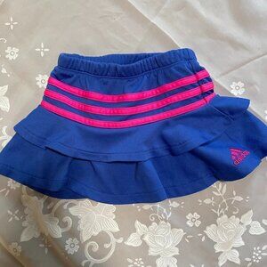 ADIDAS skirt skort toddler girls size 2T blue 3 stripes in bright pink polyester